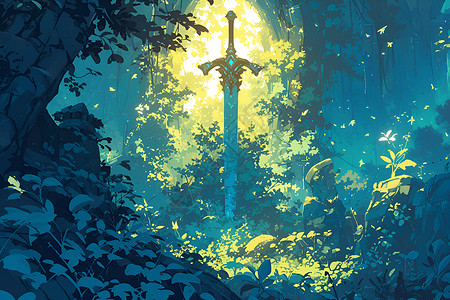 丛林里的巨剑背景图片