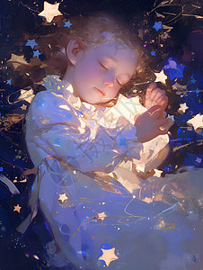 星星和小女孩儿背景图片