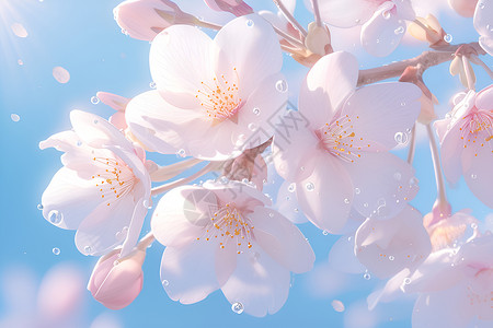 粉色樱花绽放背景图片