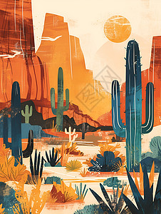 石沙漠沙漠之美石峰插画