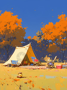 野外露营中的帐篷背景图片