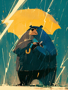 灰熊撑着伞背景图片