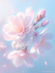 粉色樱花盛开插画背景图片