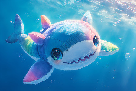 水中的彩虹鲨鱼宝宝背景图片