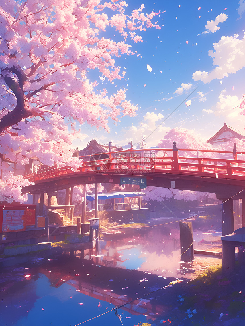 美丽的樱花桥图片