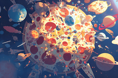 宇宙披萨创意艺术-克里斯·拉布鲁伊作品插画