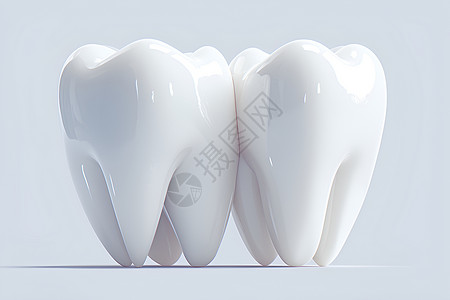 牙科模具洁白的牙齿插画