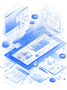 仪表盘素材扁平数据图插画