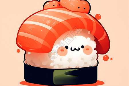 吃日本料理搞笑寿司卷插画