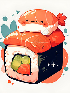 个性涂鸦个性寿司卷插画
