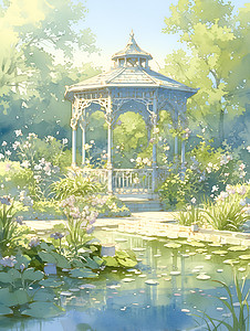 仙境花园迷人风景背景图片