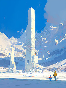 雪地上的纪念碑背景图片