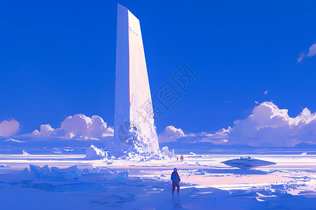 沙漠中一座高大纪念碑背景图片