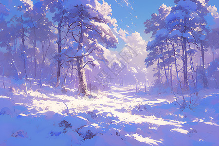 雪林幽静下雪雪地树高清图片