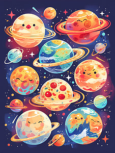 星球设计设计的星球披萨插画