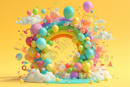 彩色漂浮物彩色的艺术气球插画