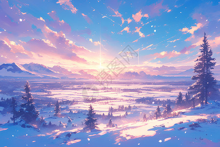 美丽的雪山风景背景图片