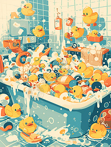 黄鸭子展示的玩具小鸭子插图插画