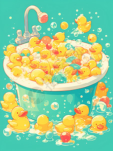 黄焖鸭展现的可爱小鸭插画