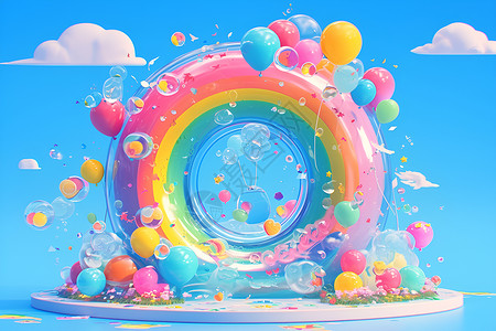 彩色漂浮物彩色的卡通气球插画