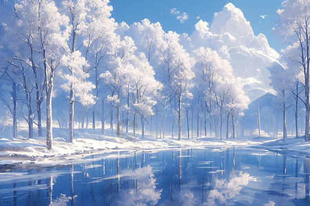 梦幻奇观的湖泊背景图片