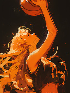 打篮球的年轻女孩背景图片