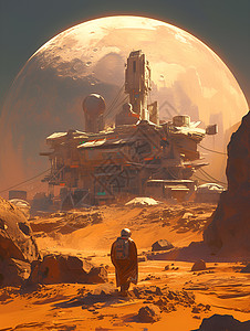 星球殖民地火星建筑插画