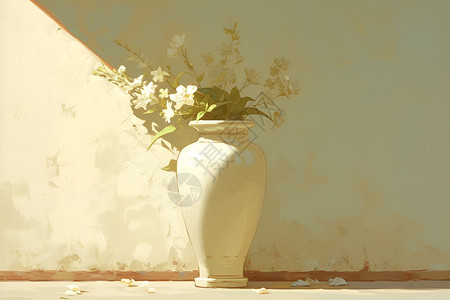 古老的瓶子花瓶中的花朵插画