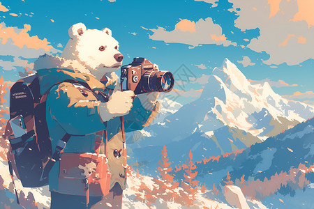 熊拍摄雪山背景图片