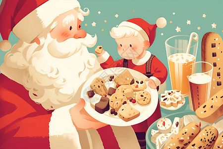 圣诞曲奇圣诞夜的饼干插画