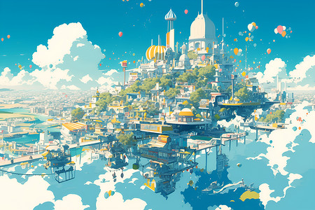 梦幻空中乐园背景图片