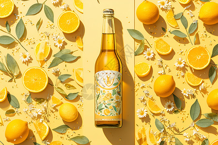 橙汁果汁详情页瓶子中的饮料插画