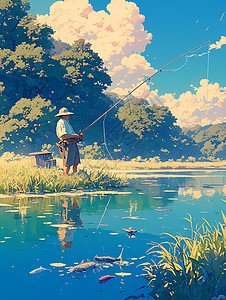 钓鱼人的宁静时刻背景图片