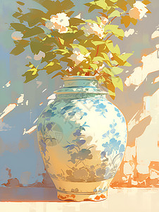 古色古香的白玉花瓶背景图片
