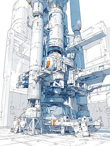 设计蓝图未来太空航天器插画