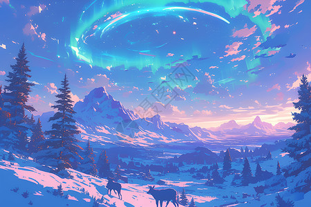 魔幻的冬日星空背景图片