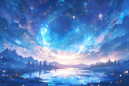 震撼的冬季星空背景图片