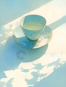 白瓷器盘子太阳光下的传统白玉杯插画