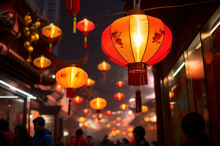 夜幕下的灯笼背景图片