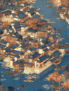 传统江南水乡背景图片