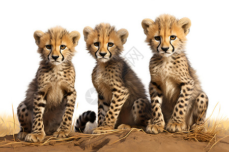 三只动物幼崽背景图片