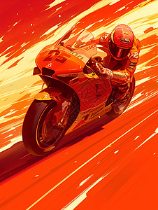 运动头盔狂飙的摩托车插画