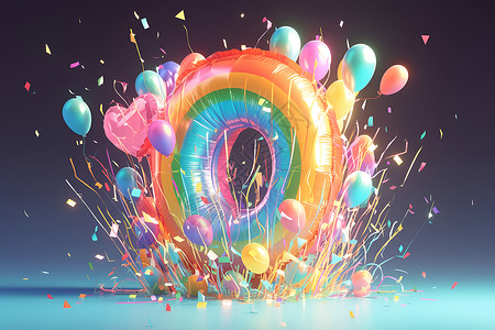 五彩斑斓气球奇幻的彩色气球插画