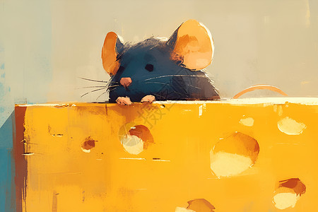 啃食奶酪的老鼠背景图片