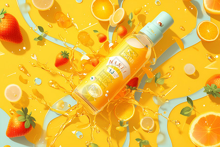 橙汁飞溅夏日的果味颂歌插画