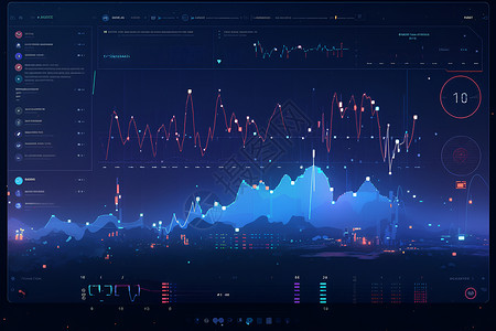 股票K线图交易市场上的数据屏幕插画