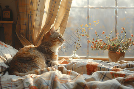 阳光与猫慵懒的猫咪背景