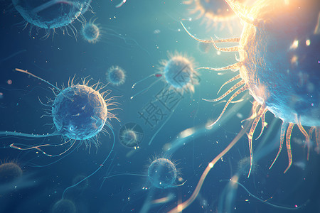 空气中的细菌微观世界中的生物奇观插画