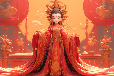 中国公主插画角色背景图片