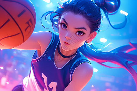 炫酷女孩打篮球背景图片